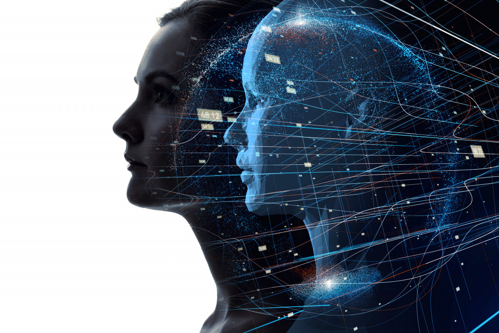 woman with ai graphic