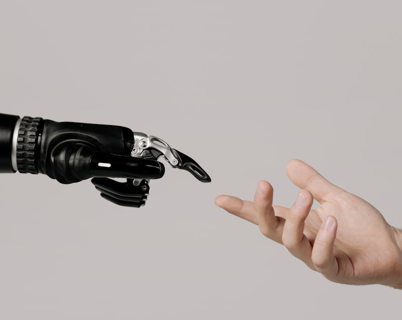 human hand and robot hand