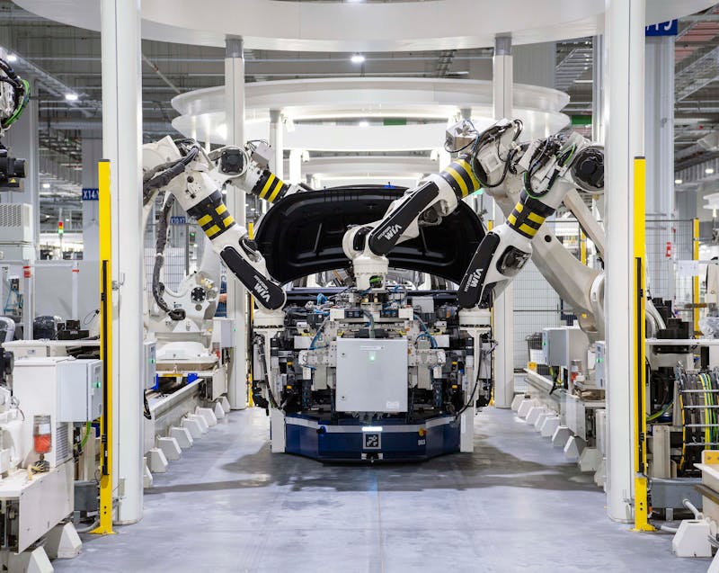 robotic automation in a car factory